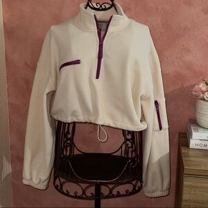 Forever 21 Cream and Purple Quarter-Zip Sweater